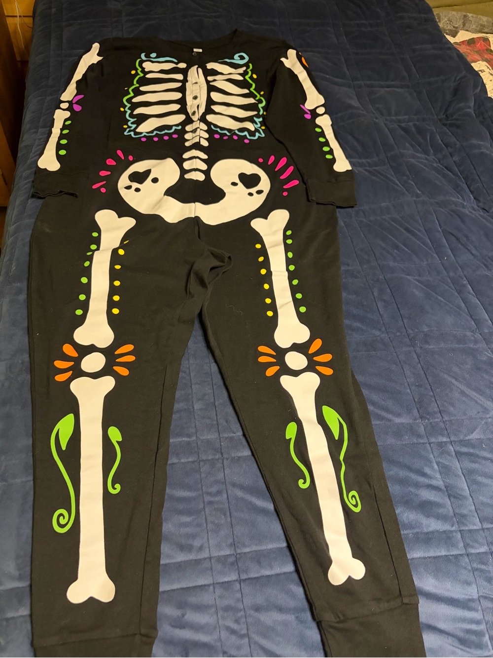 Day of the dead Sugar Skull  Onesie Costume with Neon Accents